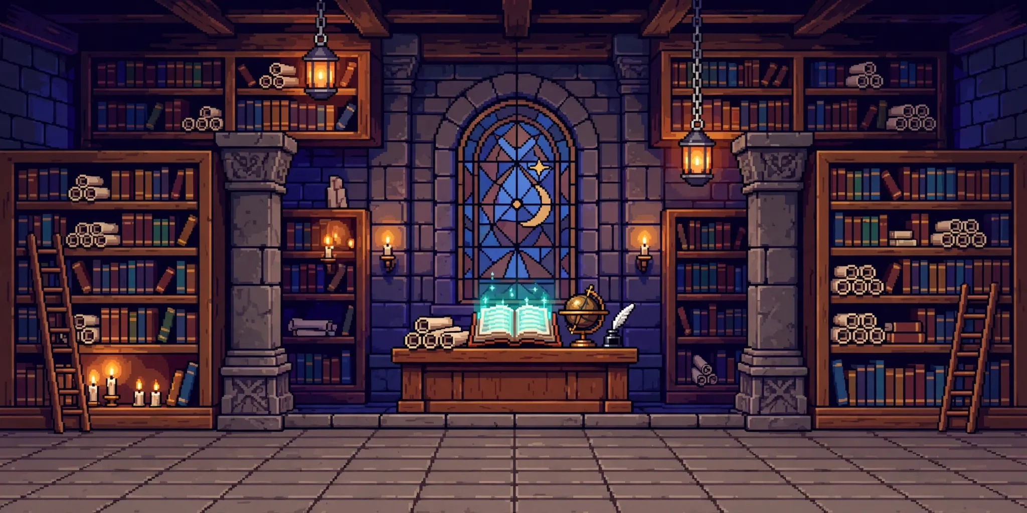 Detailed pixel-art library